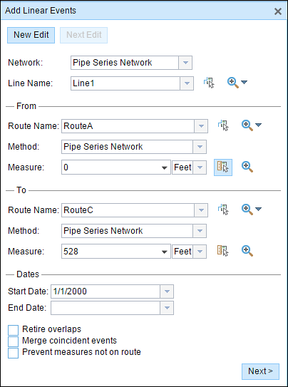 Using the route and measure method